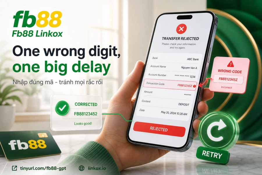 lỗi nạp tiền Fb88 sai nội dung chuyển khoản giao dịch thất bại